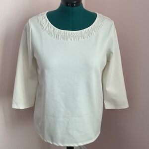NWOT Ann Taylor Bead Trimmed Pullover Top